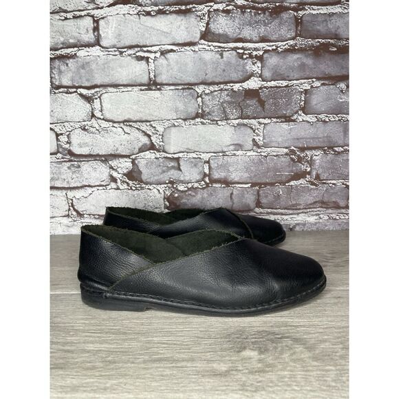 Petrucha Handmade Black Leather Slip On Casual Flats Shoes Women’s 41EU/10.5M US - Picture 1 of 16